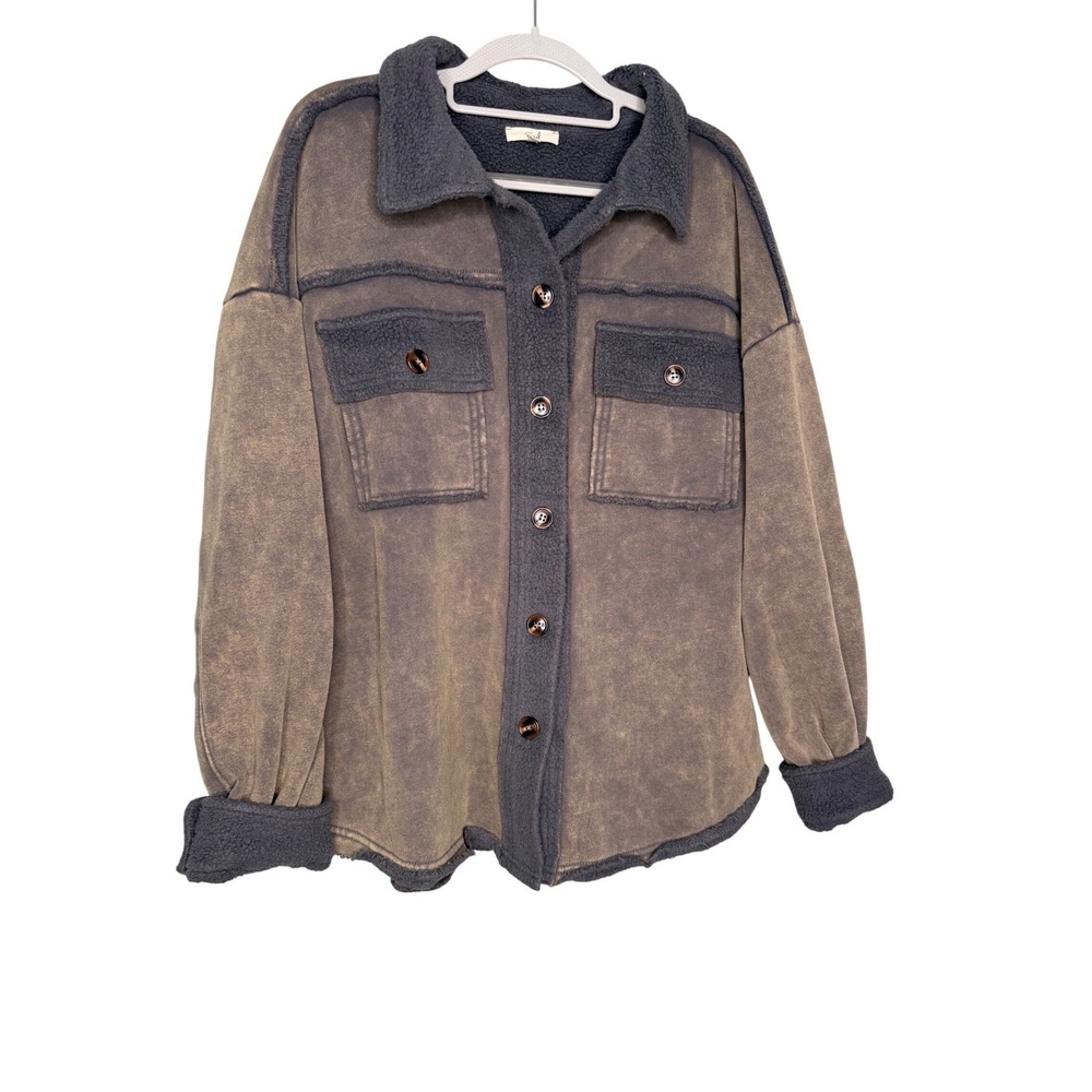 Easel reverse Sherpa Shacket grey